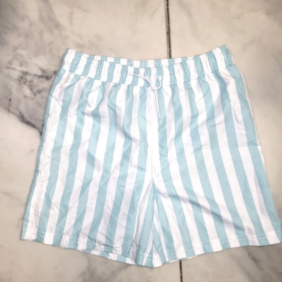 JANIE AND JACK RECYCLED STRIPED SWIM TRUNK IN AQUA STRIPE SIZE 12 - Picture 1 of 16